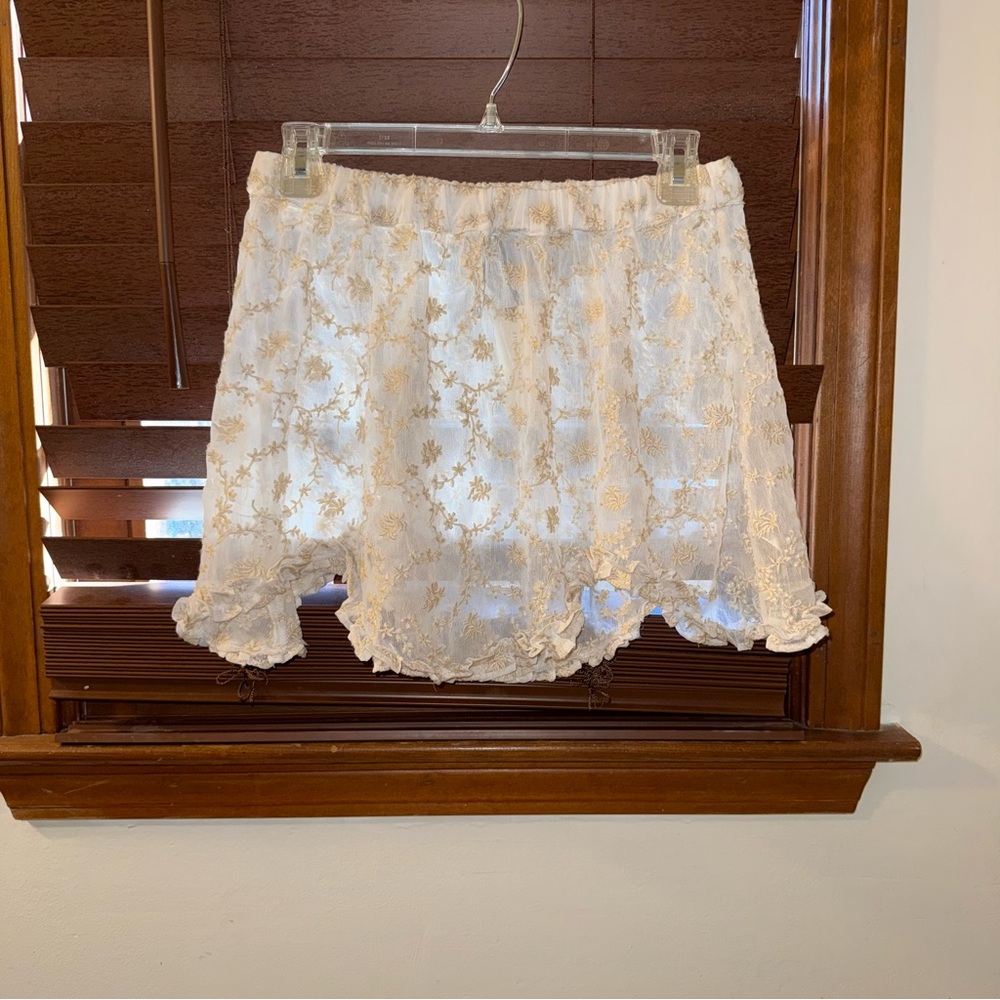 NWT $68 Anthropologie Ivory-Colored Lace Detailing Mini Pull-On Skirt XS - Picture 3 of 9